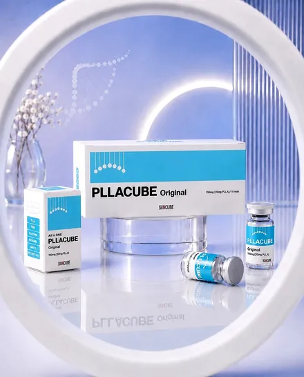 Cận cảnh lọ PLLACUBE Original 100mg — skinbooster PLLA Hàn Quốc với công nghệ INCUBE™