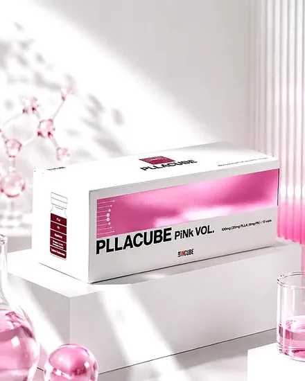 Cận cảnh lọ PLLACUBE PiNk VOL. — skinbooster PLLA+PN Hàn Quốc với công nghệ INCUBE™