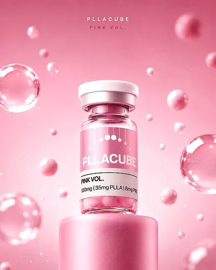 Lọ PLLACUBE PiNk VOL. — dung dịch điều trị da với PLLA, PN và Hyaluronic Acid