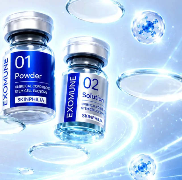 SKINPHILIA EXOMUNE BOOSTER — freeze-dried Exosome powder and Niacinamide 10% solution vials for professional skin treatment